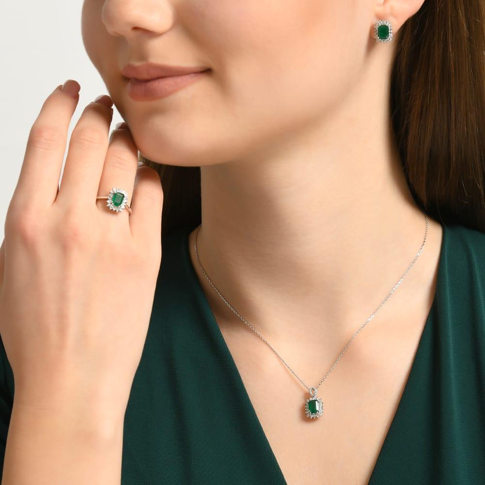 2.14 Karat Anturaj Solo Zümrüt Pırlanta Küpe