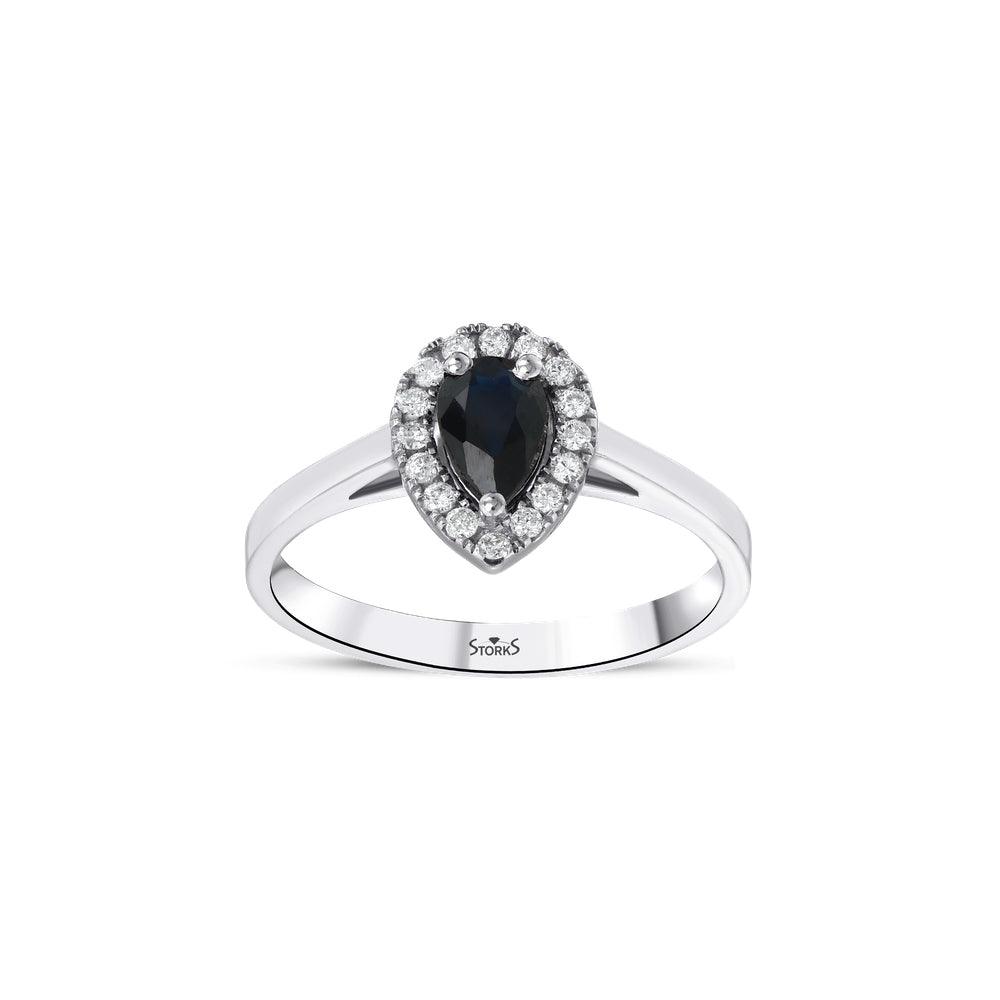 0.81 Karat Anturaj Damla Solo Safir Pırlanta Yüzük