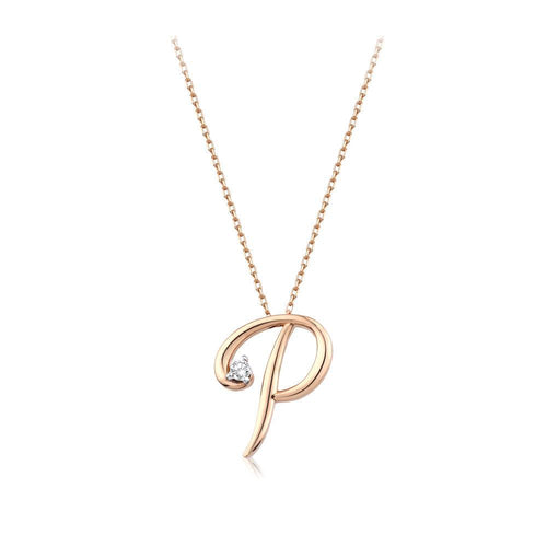 0.03 Karat Pırlanta P Harf Kolye