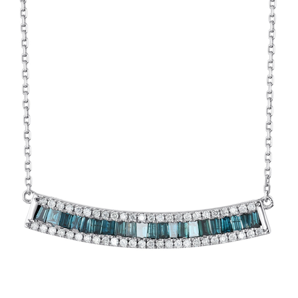 0.80 Karat Deep Blue Baget Pırlanta Kolye