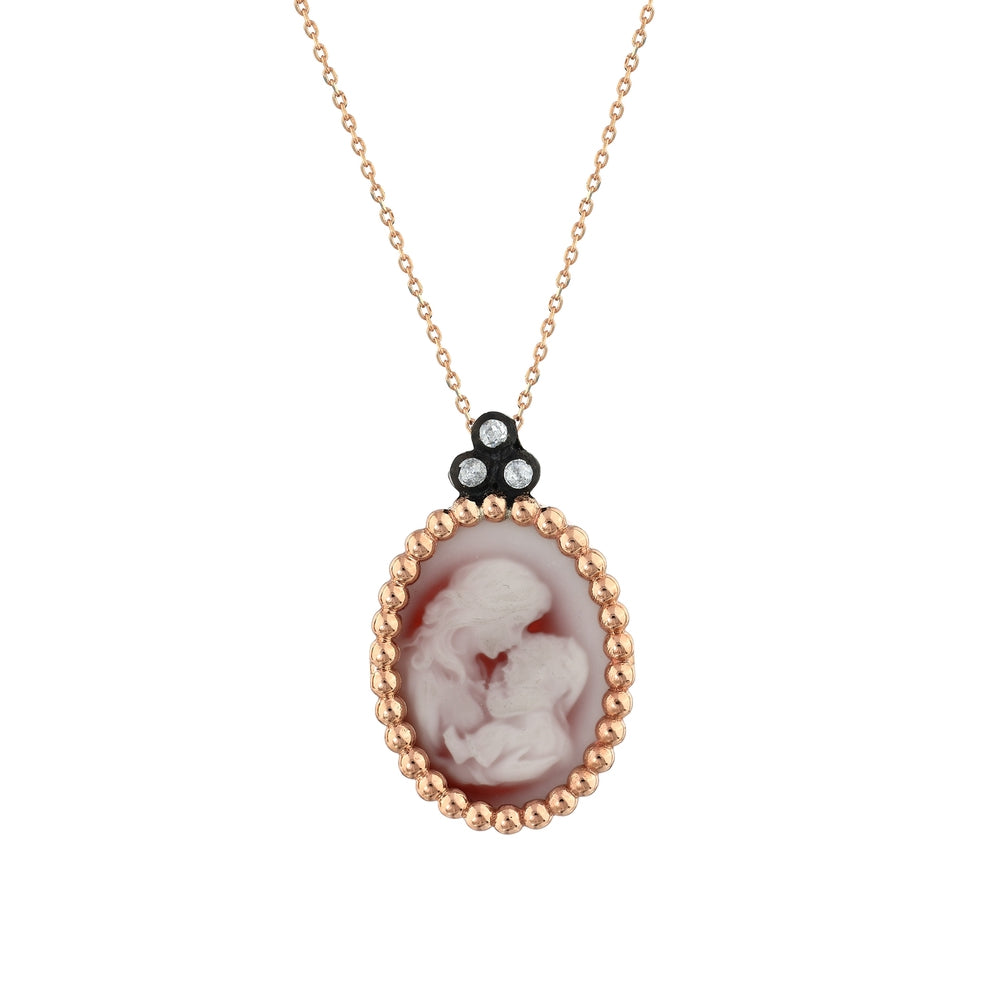 0.04 Karat Elmas Pembe Anne Bebek Pırlanta Kolye