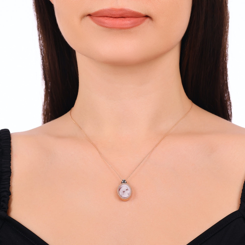 0.04 Karat Elmas Pembe Anne Bebek Pırlanta Kolye