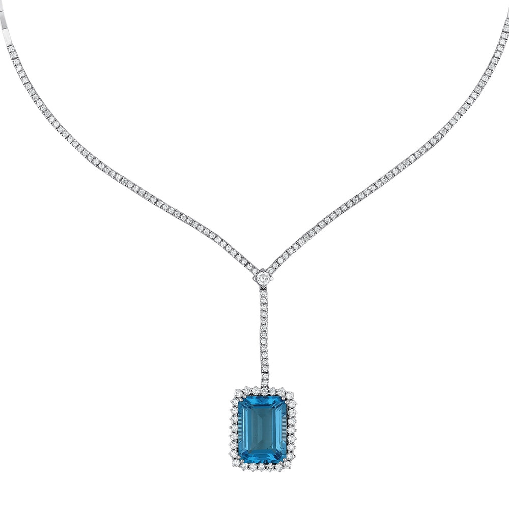 21.51 Karat Blue Topaz Pırlanta Kolye