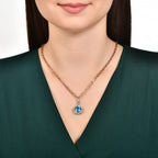7.71 Karat Cherry Blue Topaz Pırlanta Kolye