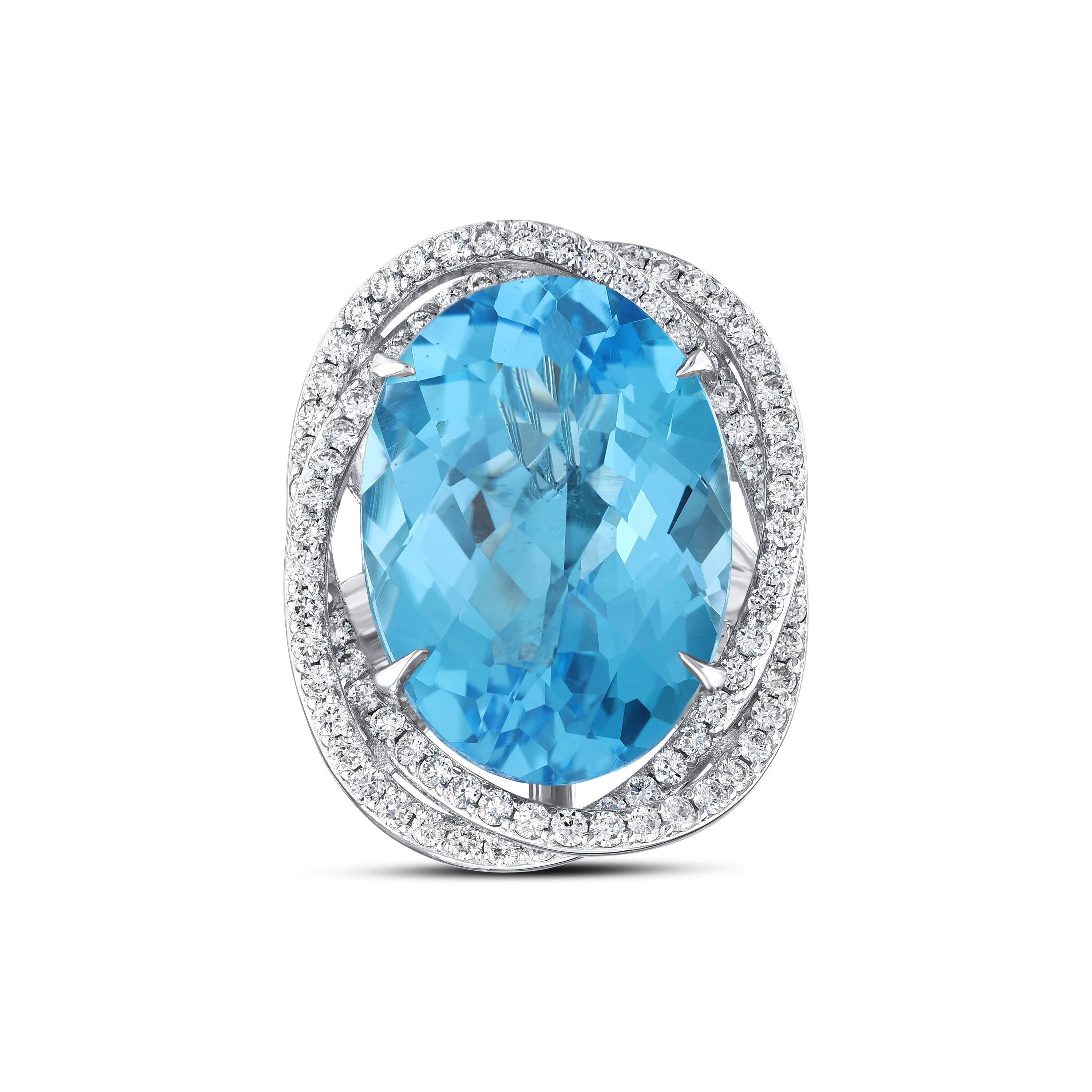 26.51 Karat Blue Topaz Pırlanta Yüzük