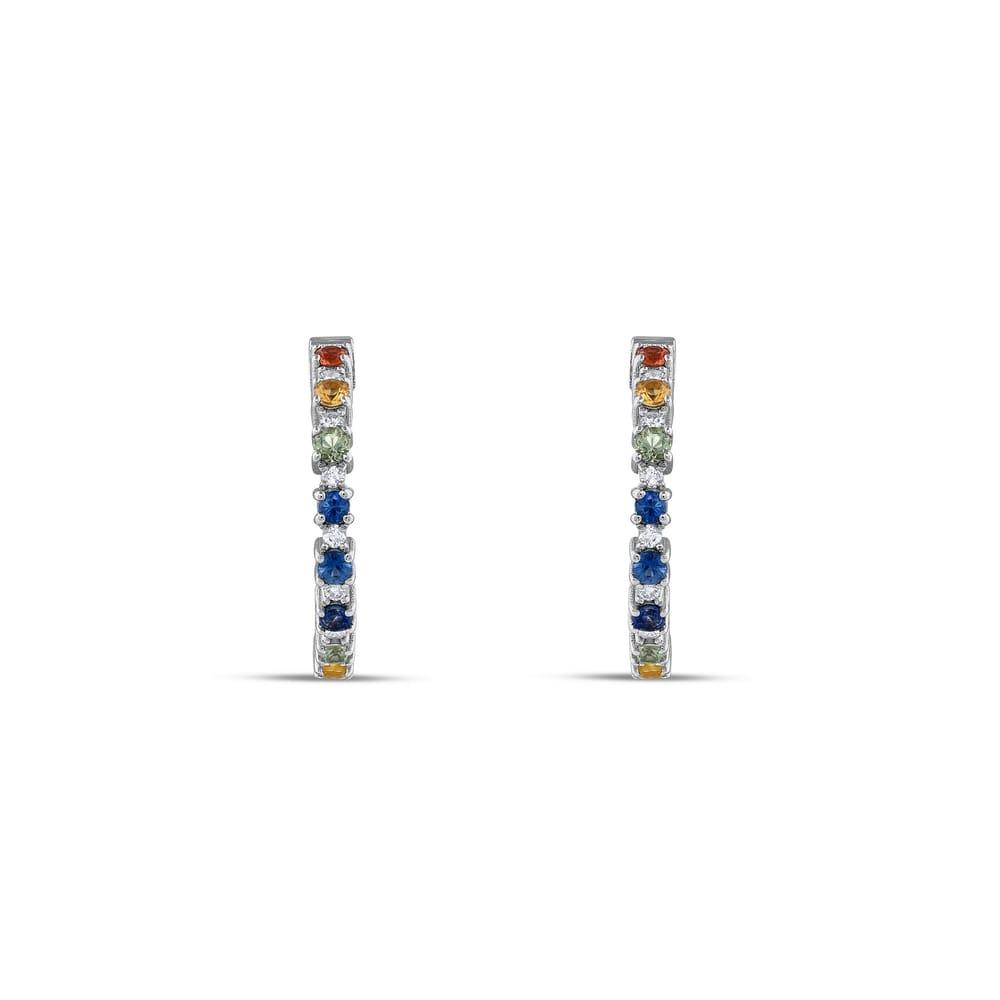 0.75 Karat Rainbow Koleksiyonu Safir Pırlantalı Küpe