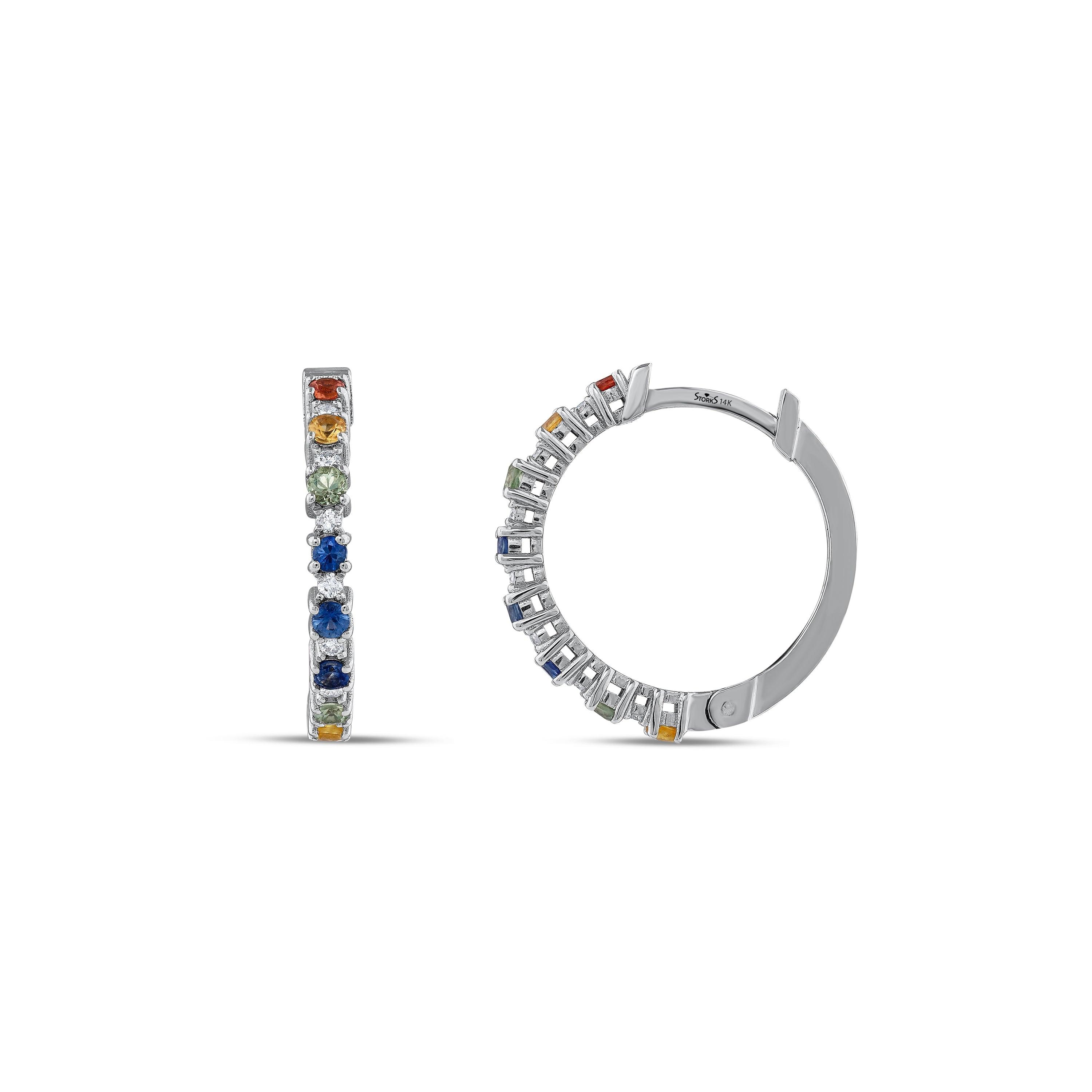 0.75 Karat Rainbow Koleksiyonu Safir Pırlantalı Küpe