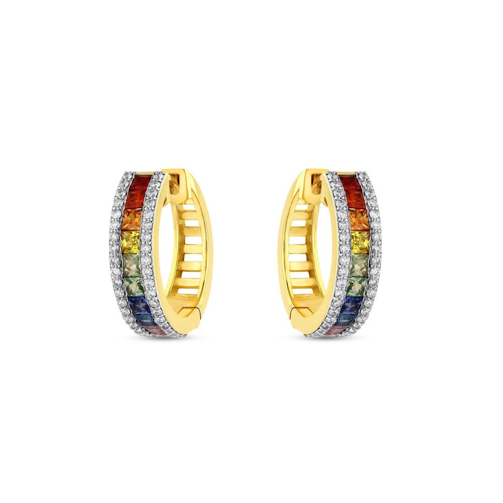 2.98 Karat Rainbow Koleksiyonu Renkli Safir Pırlantalı Küpe