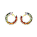 3.52 Karat Rainbow Koleksiyonu Renkli Safir Pırlantalı Küpe