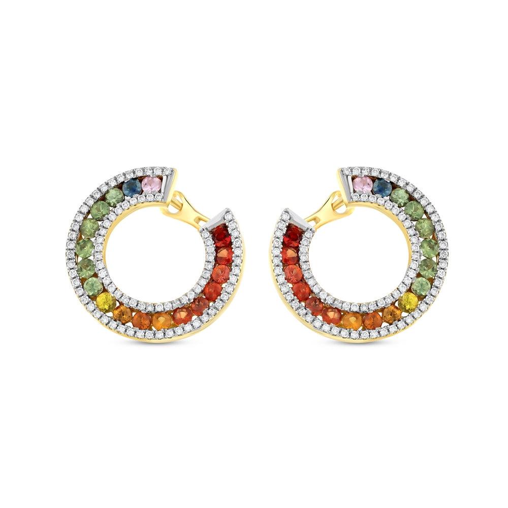 3.52 Karat Rainbow Koleksiyonu Renkli Safir Pırlantalı Küpe