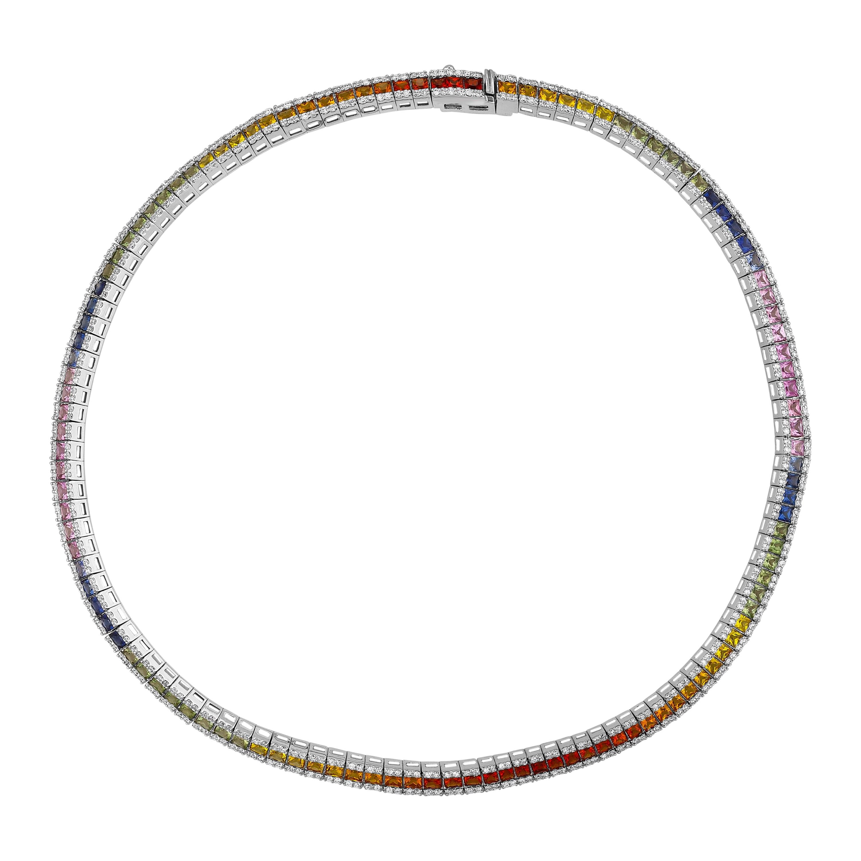 18.93 Karat Rainbow Koleksiyonu Safir ve Pırlantalı Gerdanlık