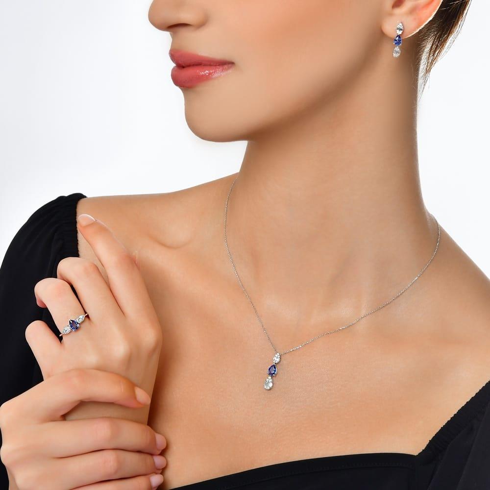 1.04 Karat Goccia Safir Pırlanta Kolye
