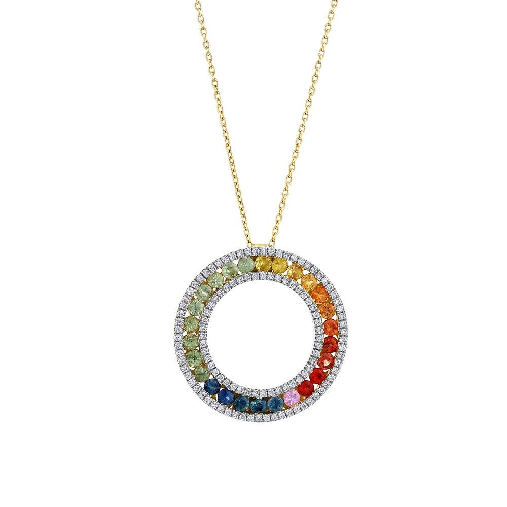 3.58 Karat Rainbow Koleksiyonu Safir ve Pırlantalı Gerdanlık