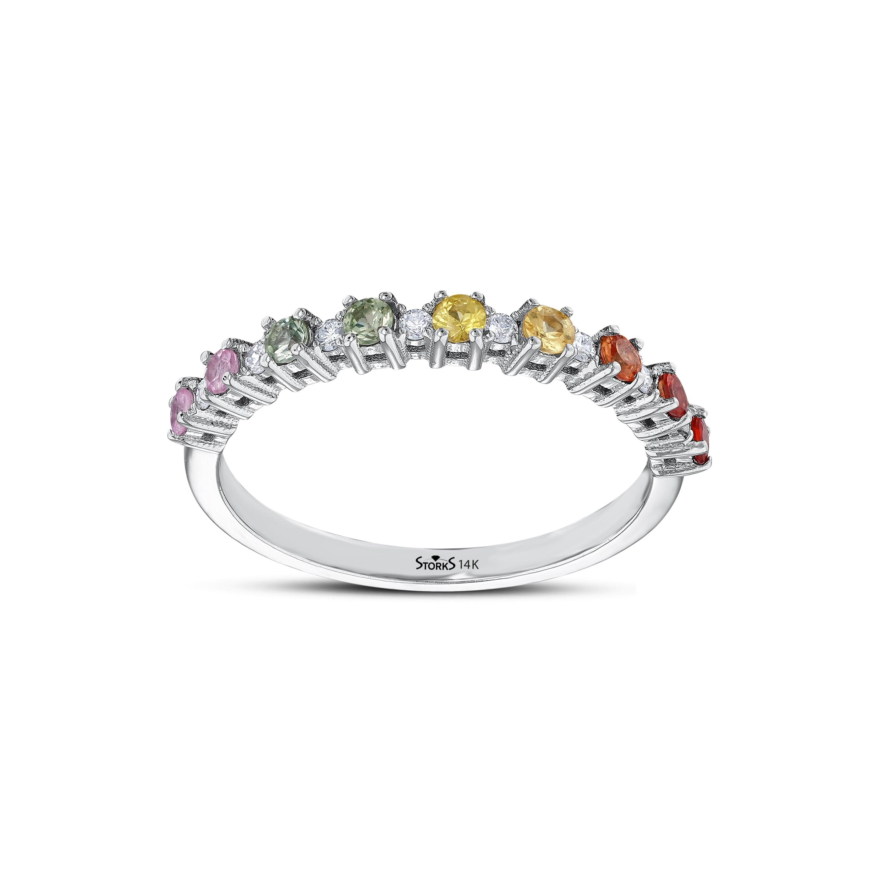 0.49 Karat Rainbow Koleksiyonu Yarımtur Pırlanta Yüzük