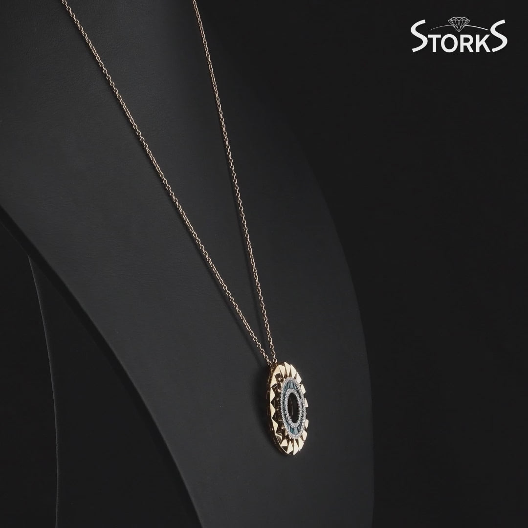0.87 Karat Mavi Pırlantalı Deep Blue Baget Kolye