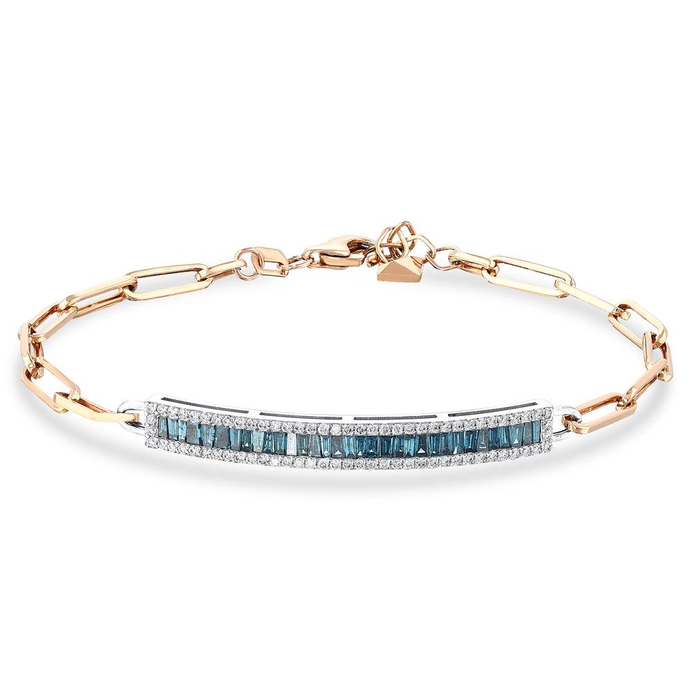 1.02 Karat Mavi Pırlantalı Deep Blue Baget Bileklik