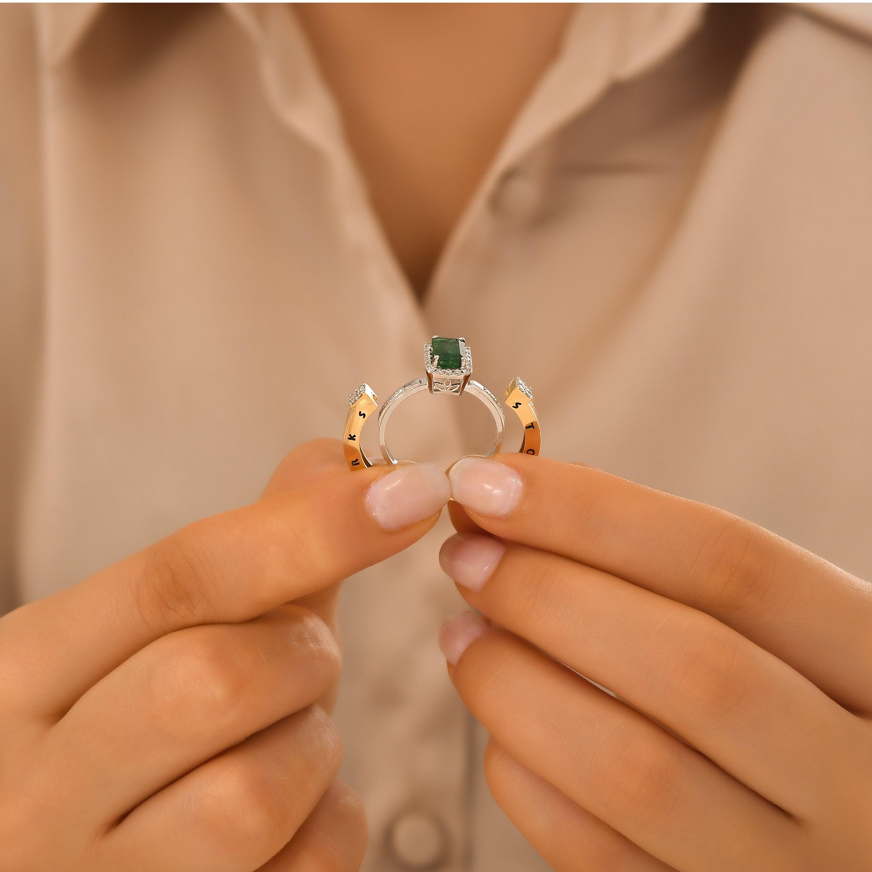 1.23 Karat Zümrüt Pırlanta Storks Yüzük
